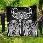 South Sydney Rabbitohs Rugby Quilt Polynesian Tribal Rabbit Warrior Black White Pattern