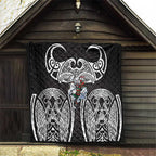 South Sydney Rabbitohs Rugby Quilt Polynesian Tribal Rabbit Warrior Black White Pattern