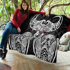 South Sydney Rabbitohs Rugby Quilt Polynesian Tribal Rabbit Warrior Black White Pattern