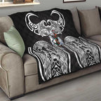 South Sydney Rabbitohs Rugby Quilt Polynesian Tribal Rabbit Warrior Black White Pattern
