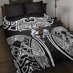 South Sydney Rabbitohs Rugby Quilt Bed Set Polynesian Tribal Rabbit Warrior Black White Pattern