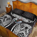 South Sydney Rabbitohs Rugby Quilt Bed Set Polynesian Tribal Rabbit Warrior Black White Pattern