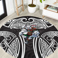 South Sydney Rabbitohs Rugby Round Carpet Polynesian Tribal Rabbit Warrior Black White Pattern