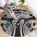 South Sydney Rabbitohs Rugby Round Carpet Polynesian Tribal Rabbit Warrior Black White Pattern
