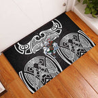 South Sydney Rabbitohs Rugby Rubber Doormat Polynesian Tribal Rabbit Warrior Black White Pattern