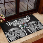 South Sydney Rabbitohs Rugby Rubber Doormat Polynesian Tribal Rabbit Warrior Black White Pattern