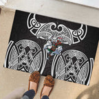South Sydney Rabbitohs Rugby Rubber Doormat Polynesian Tribal Rabbit Warrior Black White Pattern
