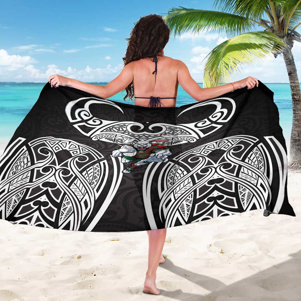 South Sydney Rabbitohs Rugby Sarong Polynesian Tribal Rabbit Warrior Black White Pattern