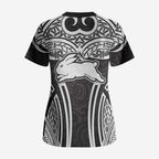 South Sydney Rabbitohs Rugby Scrub Top Polynesian Tribal Rabbit Warrior Black White Pattern