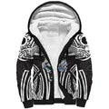 South Sydney Rabbitohs Rugby Sherpa Hoodie Polynesian Tribal Rabbit Warrior Black White Pattern