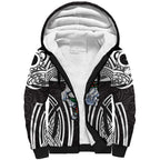 South Sydney Rabbitohs Rugby Sherpa Hoodie Polynesian Tribal Rabbit Warrior Black White Pattern