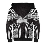 South Sydney Rabbitohs Rugby Sherpa Hoodie Polynesian Tribal Rabbit Warrior Black White Pattern