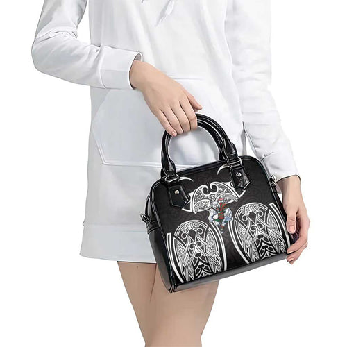 South Sydney Rabbitohs Rugby Shoulder Handbag Polynesian Tribal Rabbit Warrior Black White Pattern