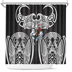 South Sydney Rabbitohs Rugby Shower Curtain Polynesian Tribal Rabbit Warrior Black White Pattern