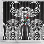 South Sydney Rabbitohs Rugby Shower Curtain Polynesian Tribal Rabbit Warrior Black White Pattern