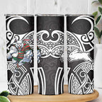 South Sydney Rabbitohs Rugby Skinny Tumbler Polynesian Tribal Rabbit Warrior Black White Pattern