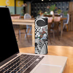 South Sydney Rabbitohs Rugby Skinny Tumbler Polynesian Tribal Rabbit Warrior Black White Pattern