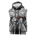 South Sydney Rabbitohs Rugby Sleeveless Hoodie Polynesian Tribal Rabbit Warrior Black White Pattern