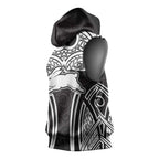 South Sydney Rabbitohs Rugby Sleeveless Hoodie Polynesian Tribal Rabbit Warrior Black White Pattern
