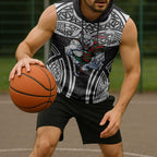 South Sydney Rabbitohs Rugby Sleeveless Hoodie Polynesian Tribal Rabbit Warrior Black White Pattern