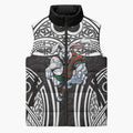 South Sydney Rabbitohs Rugby Sleeveless Puffer Jacket Polynesian Tribal Rabbit Warrior Black White Pattern