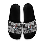 South Sydney Rabbitohs Rugby Slide Sandals Polynesian Tribal Rabbit Warrior Black White Pattern