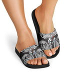 South Sydney Rabbitohs Rugby Slide Sandals Polynesian Tribal Rabbit Warrior Black White Pattern