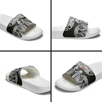 South Sydney Rabbitohs Rugby Slide Sandals Polynesian Tribal Rabbit Warrior Black White Pattern