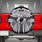 South Sydney Rabbitohs Rugby Spare Tire Cover Polynesian Tribal Rabbit Warrior Black White Pattern