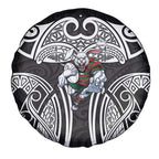 South Sydney Rabbitohs Rugby Spare Tire Cover Polynesian Tribal Rabbit Warrior Black White Pattern