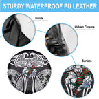 South Sydney Rabbitohs Rugby Spare Tire Cover Polynesian Tribal Rabbit Warrior Black White Pattern
