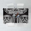South Sydney Rabbitohs Rugby Tablecloth Polynesian Tribal Rabbit Warrior Black White Pattern