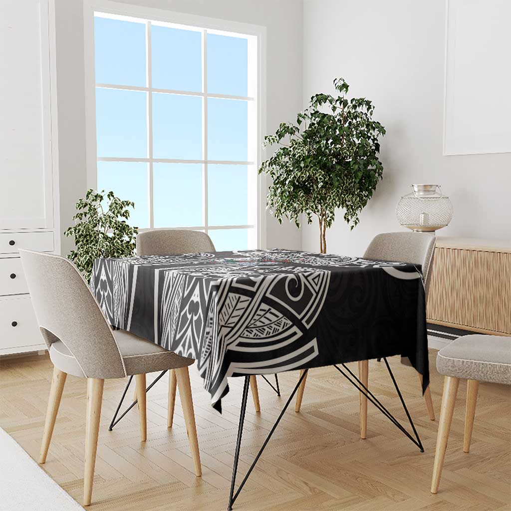 South Sydney Rabbitohs Rugby Tablecloth Polynesian Tribal Rabbit Warrior Black White Pattern