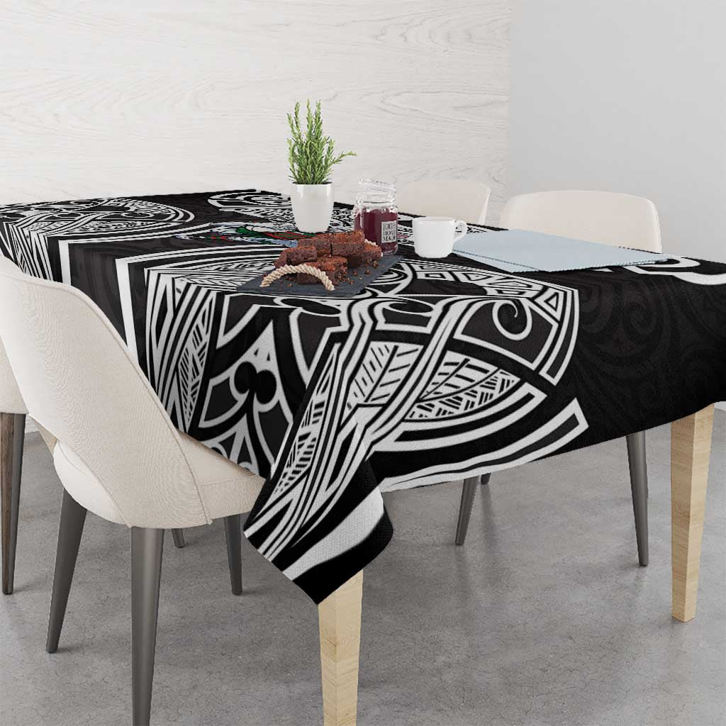 South Sydney Rabbitohs Rugby Tablecloth Polynesian Tribal Rabbit Warrior Black White Pattern