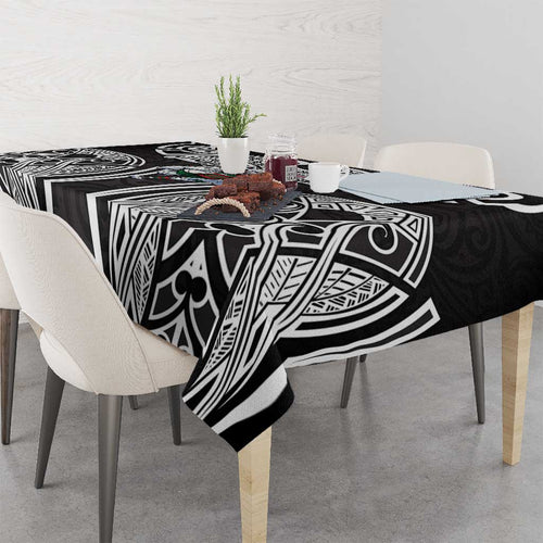 South Sydney Rabbitohs Rugby Tablecloth Polynesian Tribal Rabbit Warrior Black White Pattern