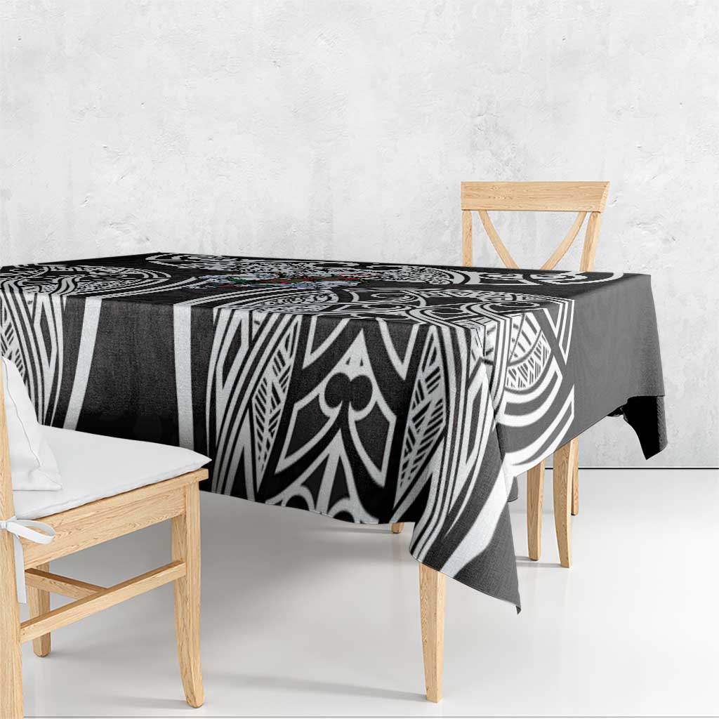 South Sydney Rabbitohs Rugby Tablecloth Polynesian Tribal Rabbit Warrior Black White Pattern