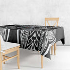 South Sydney Rabbitohs Rugby Tablecloth Polynesian Tribal Rabbit Warrior Black White Pattern