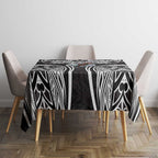 South Sydney Rabbitohs Rugby Tablecloth Polynesian Tribal Rabbit Warrior Black White Pattern