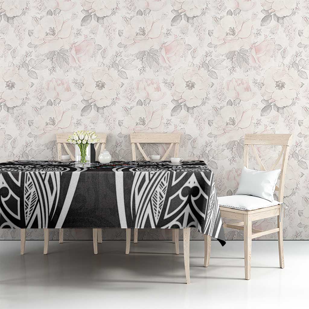 South Sydney Rabbitohs Rugby Tablecloth Polynesian Tribal Rabbit Warrior Black White Pattern