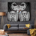 South Sydney Rabbitohs Rugby Tapestry Polynesian Tribal Rabbit Warrior Black White Pattern
