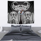 South Sydney Rabbitohs Rugby Tapestry Polynesian Tribal Rabbit Warrior Black White Pattern
