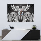 South Sydney Rabbitohs Rugby Tapestry Polynesian Tribal Rabbit Warrior Black White Pattern
