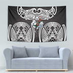 South Sydney Rabbitohs Rugby Tapestry Polynesian Tribal Rabbit Warrior Black White Pattern