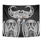 South Sydney Rabbitohs Rugby Tapestry Polynesian Tribal Rabbit Warrior Black White Pattern
