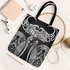 South Sydney Rabbitohs Rugby Tote Bag Polynesian Tribal Rabbit Warrior Black White Pattern