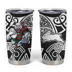 South Sydney Rabbitohs Rugby Tumbler Cup Polynesian Tribal Rabbit Warrior Black White Pattern
