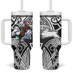 South Sydney Rabbitohs Rugby Tumbler With Handle Polynesian Tribal Rabbit Warrior Black White Pattern