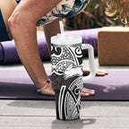 South Sydney Rabbitohs Rugby Tumbler With Handle Polynesian Tribal Rabbit Warrior Black White Pattern