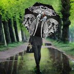 South Sydney Rabbitohs Rugby Umbrella Polynesian Tribal Rabbit Warrior Black White Pattern