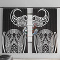 South Sydney Rabbitohs Rugby Window Curtain Polynesian Tribal Rabbit Warrior Black White Pattern